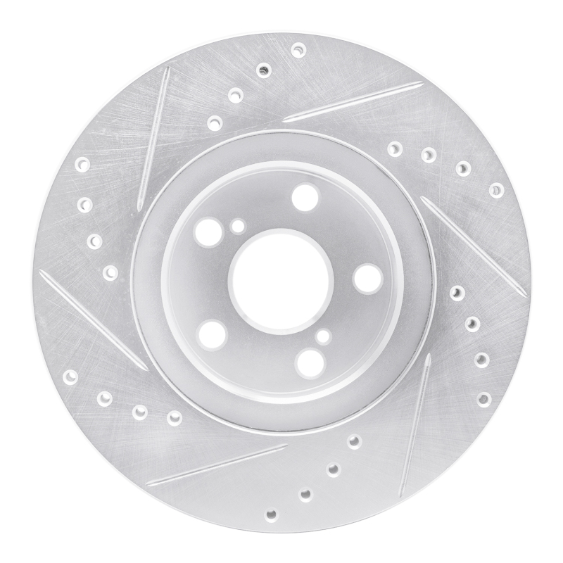 Toyota Corolla Brake Rotor (1) - Front Right - R1 Concepts - Drilled & Slotted - Silver - `09-`15